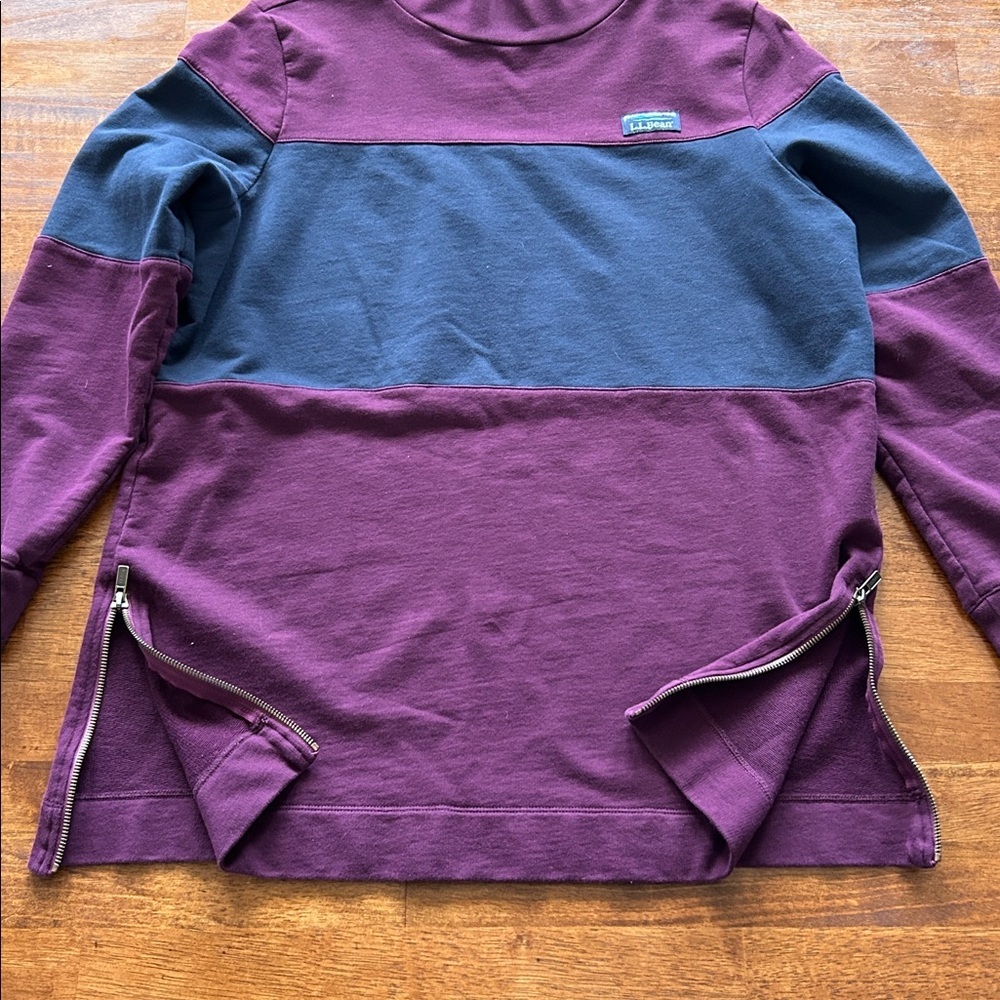 L.L. Bean Women’s Size 1X Color Block Pullover with Side Zips Preppy Casual Top​ - Picture 6 of 9